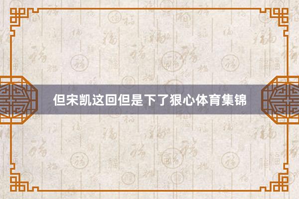 但宋凯这回但是下了狠心体育集锦