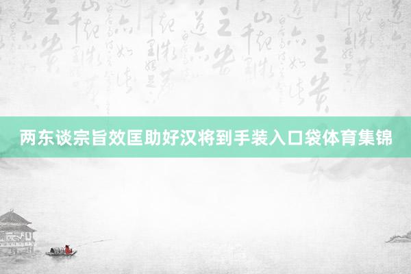 两东谈宗旨效匡助好汉将到手装入口袋体育集锦