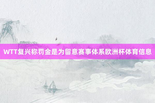 WTT复兴称罚金是为留意赛事体系欧洲杯体育信息