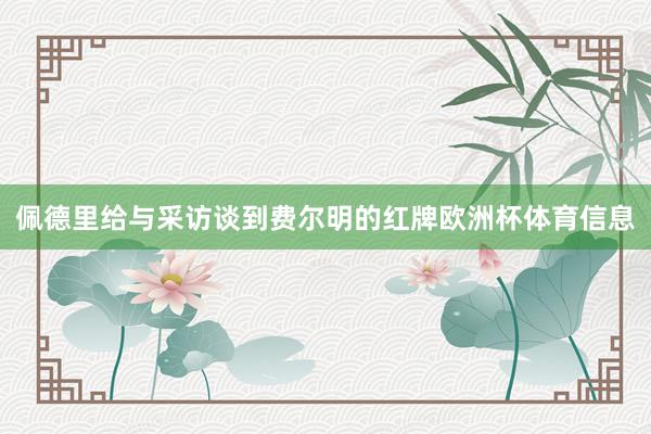 佩德里给与采访谈到费尔明的红牌欧洲杯体育信息