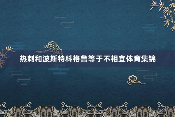 热刺和波斯特科格鲁等于不相宜体育集锦