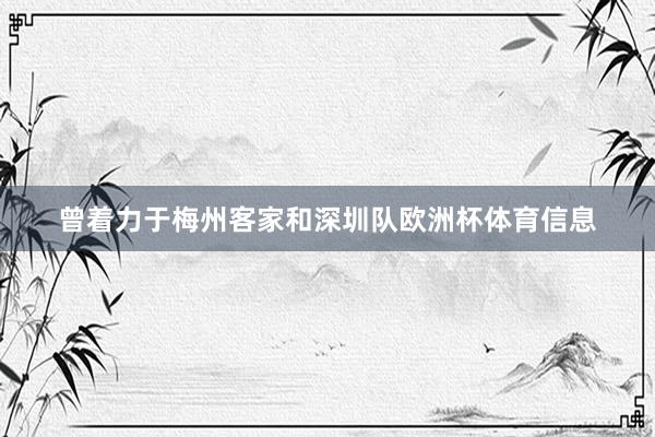曾着力于梅州客家和深圳队欧洲杯体育信息
