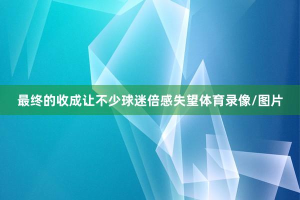 最终的收成让不少球迷倍感失望体育录像/图片