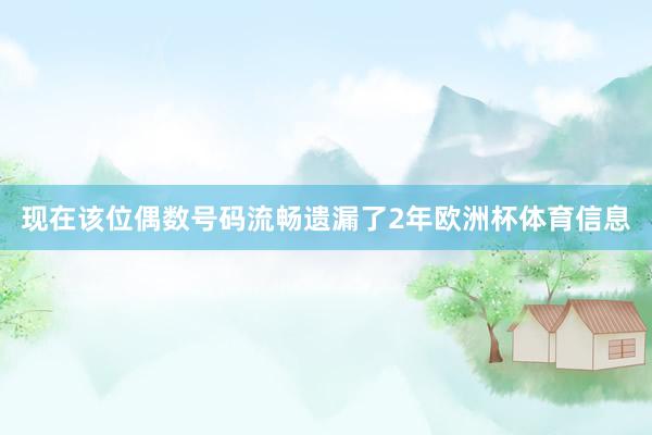 现在该位偶数号码流畅遗漏了2年欧洲杯体育信息