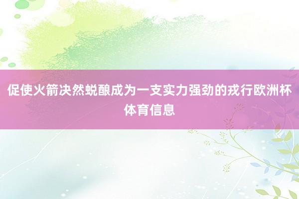 促使火箭决然蜕酿成为一支实力强劲的戎行欧洲杯体育信息