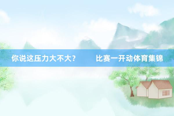 你说这压力大不大？        比赛一开动体育集锦