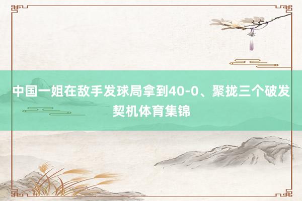 中国一姐在敌手发球局拿到40-0、聚拢三个破发契机体育集锦