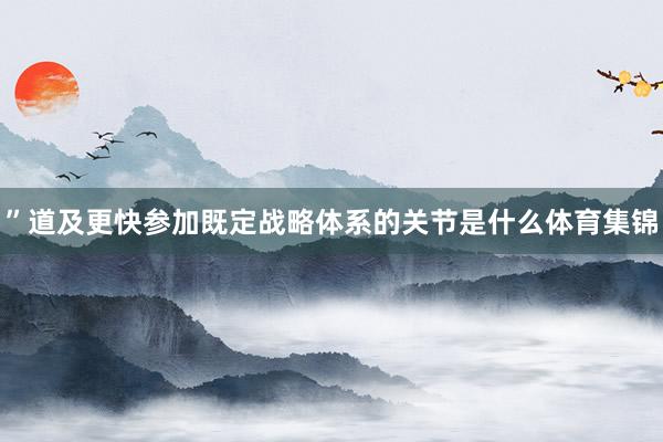 ”道及更快参加既定战略体系的关节是什么体育集锦