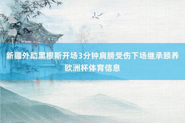新疆外助黑根斯开场3分钟肩膀受伤下场继承颐养欧洲杯体育信息