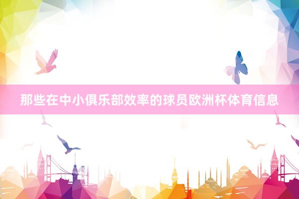 那些在中小俱乐部效率的球员欧洲杯体育信息