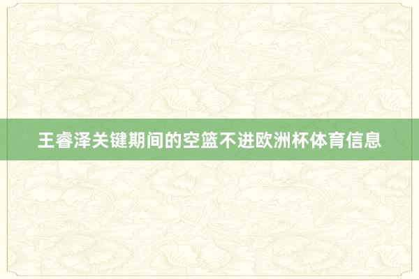 王睿泽关键期间的空篮不进欧洲杯体育信息