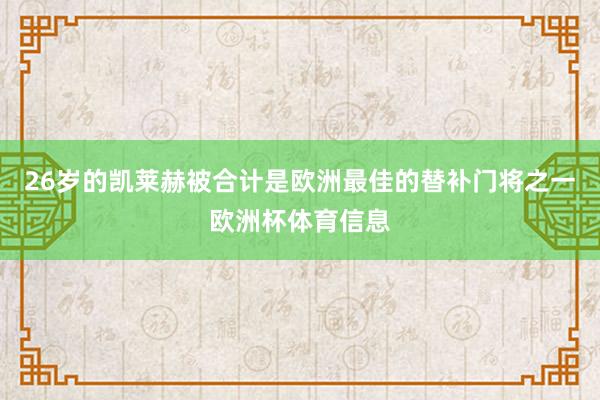 26岁的凯莱赫被合计是欧洲最佳的替补门将之一欧洲杯体育信息