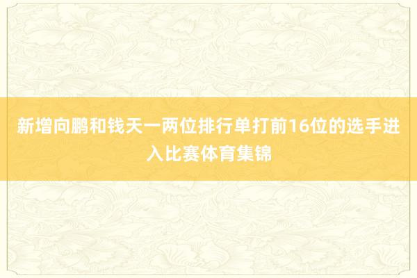 新增向鹏和钱天一两位排行单打前16位的选手进入比赛体育集锦