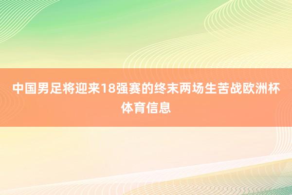 中国男足将迎来18强赛的终末两场生苦战欧洲杯体育信息