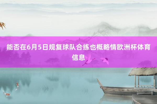 能否在6月5日规复球队合练也概略情欧洲杯体育信息
