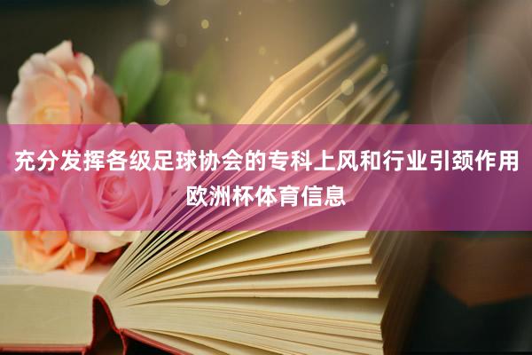 充分发挥各级足球协会的专科上风和行业引颈作用欧洲杯体育信息