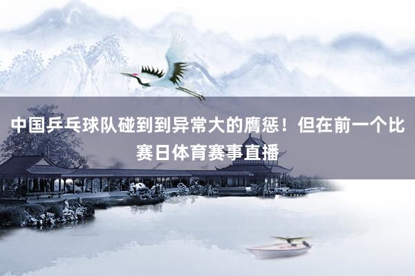 中国乒乓球队碰到到异常大的膺惩！但在前一个比赛日体育赛事直播
